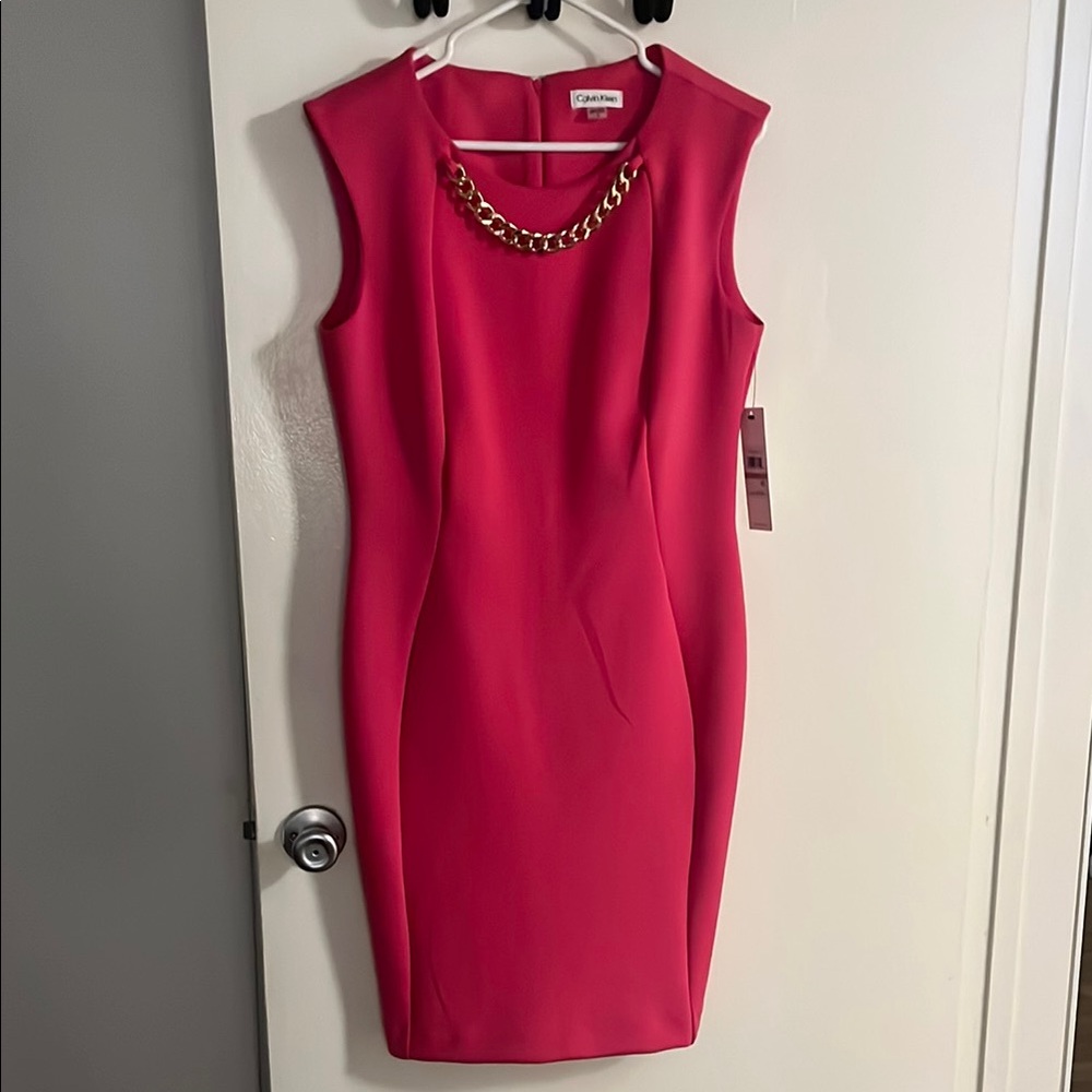 Calvin Klein Fuchsia Mini Dress with Chain Detail
